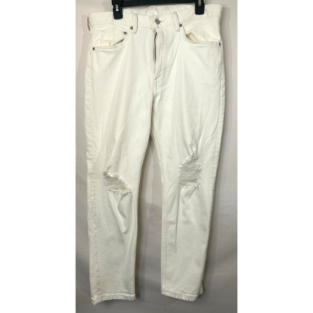 H&M Men Demin‎ Ankle Skinny Rip Coupe Fuselee Classique White Jeans  Size 34X26